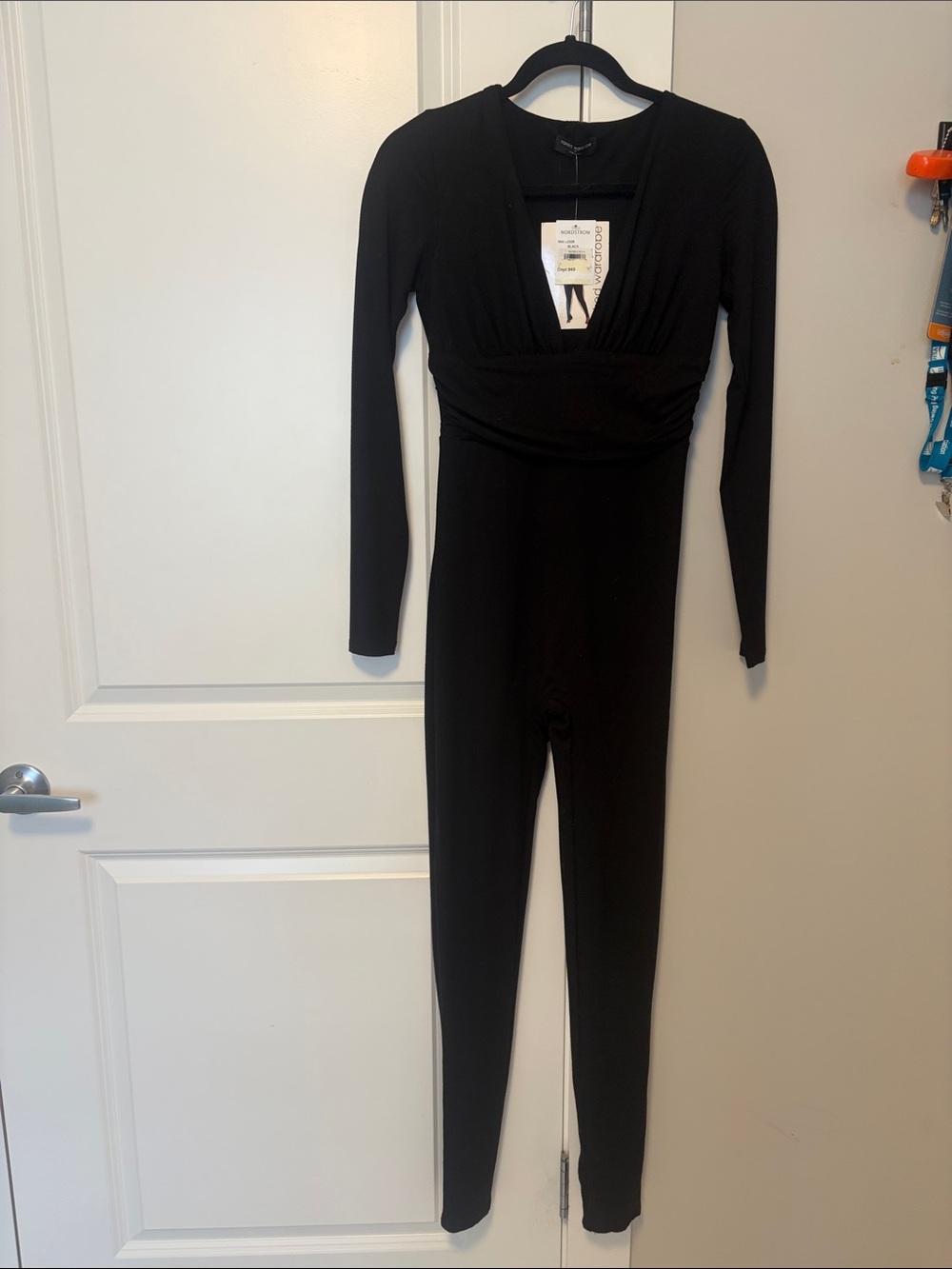 naked wardrobe Black Long-Sleeve V-Neck Jumpsuit